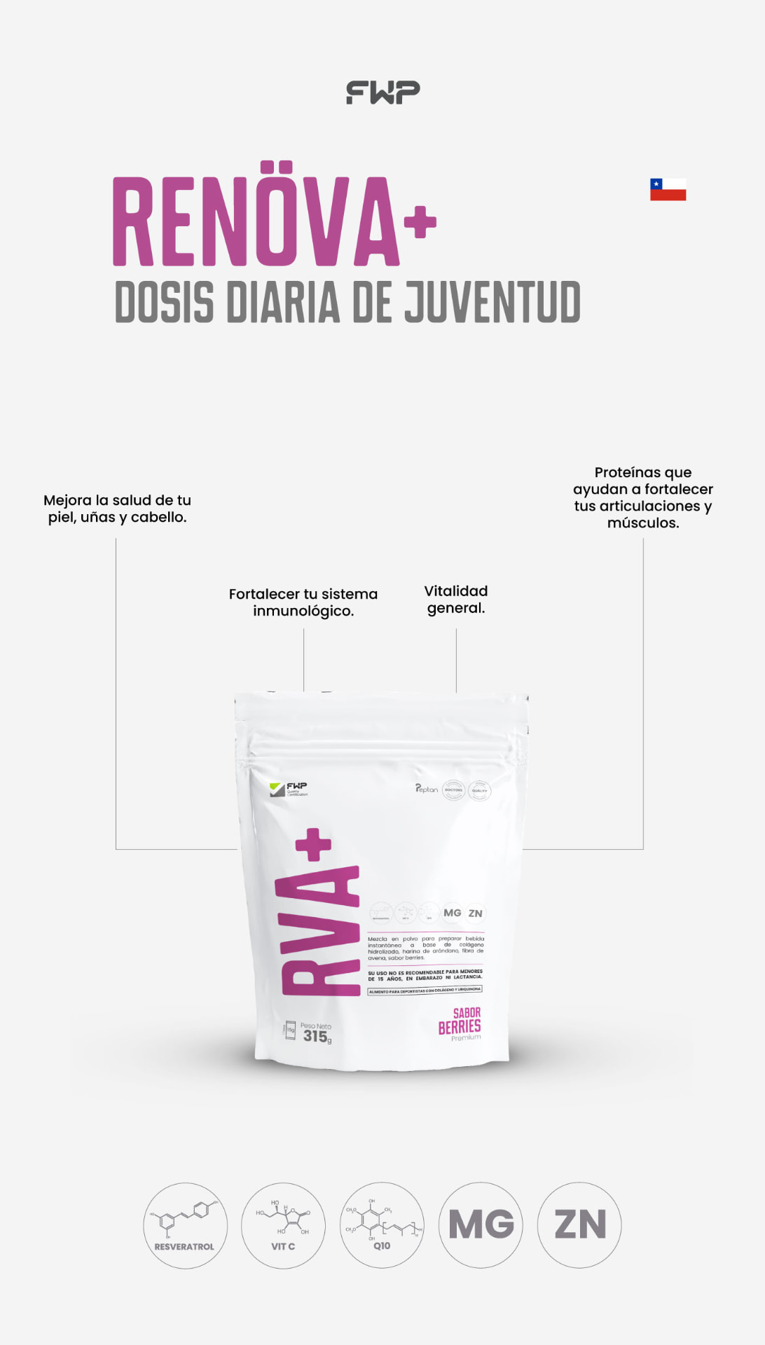 Propiedades de RENOVA+: piel, uñas, cabello, sistema inmunológico y articulaciones